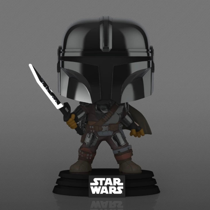Funko POP! Star Wars Mandalorian With Dark Saber Exclusive Glow Figure #491!