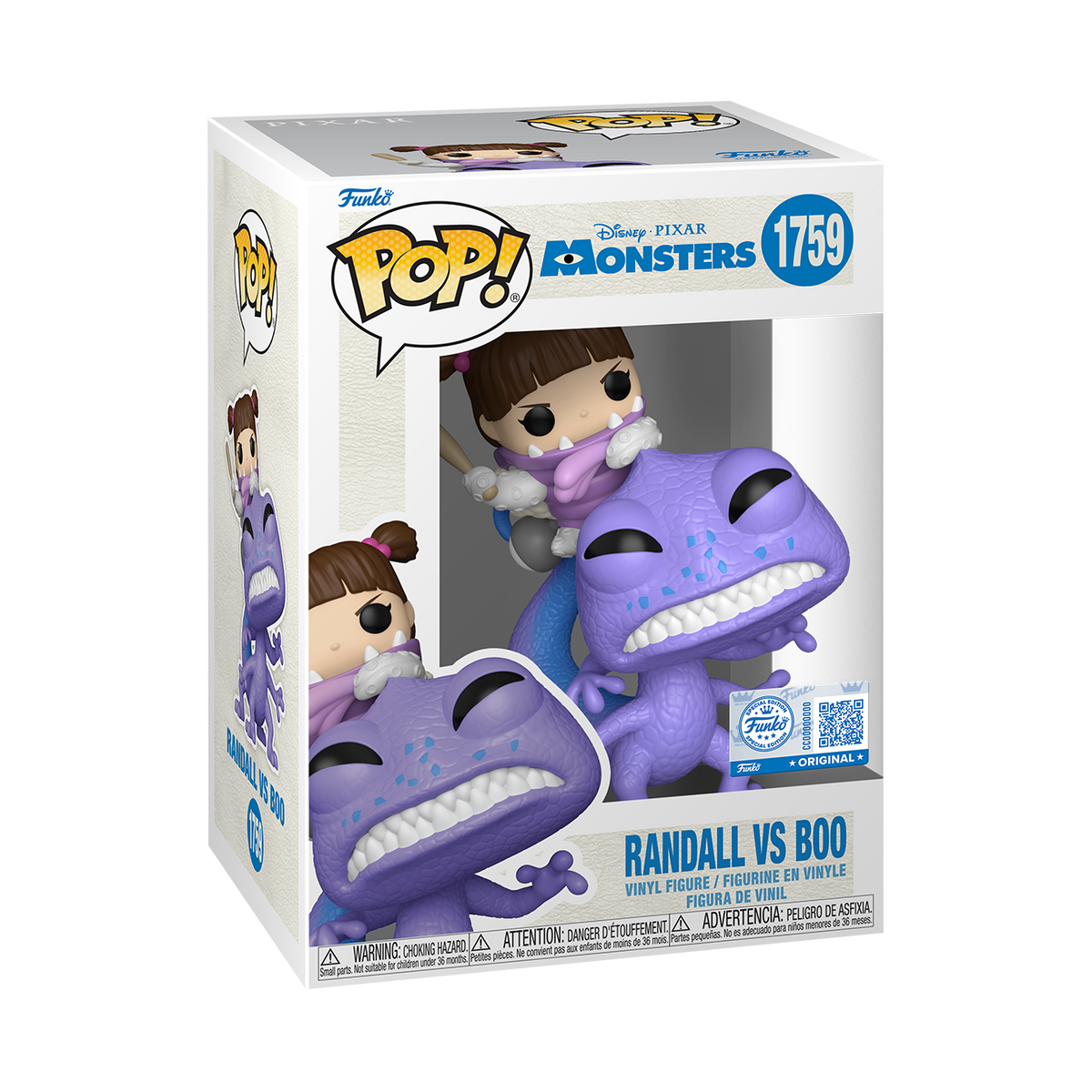 Funko Pop! Disney Monsters Inc Randall Vs Boo Exclusive Figure #1759!