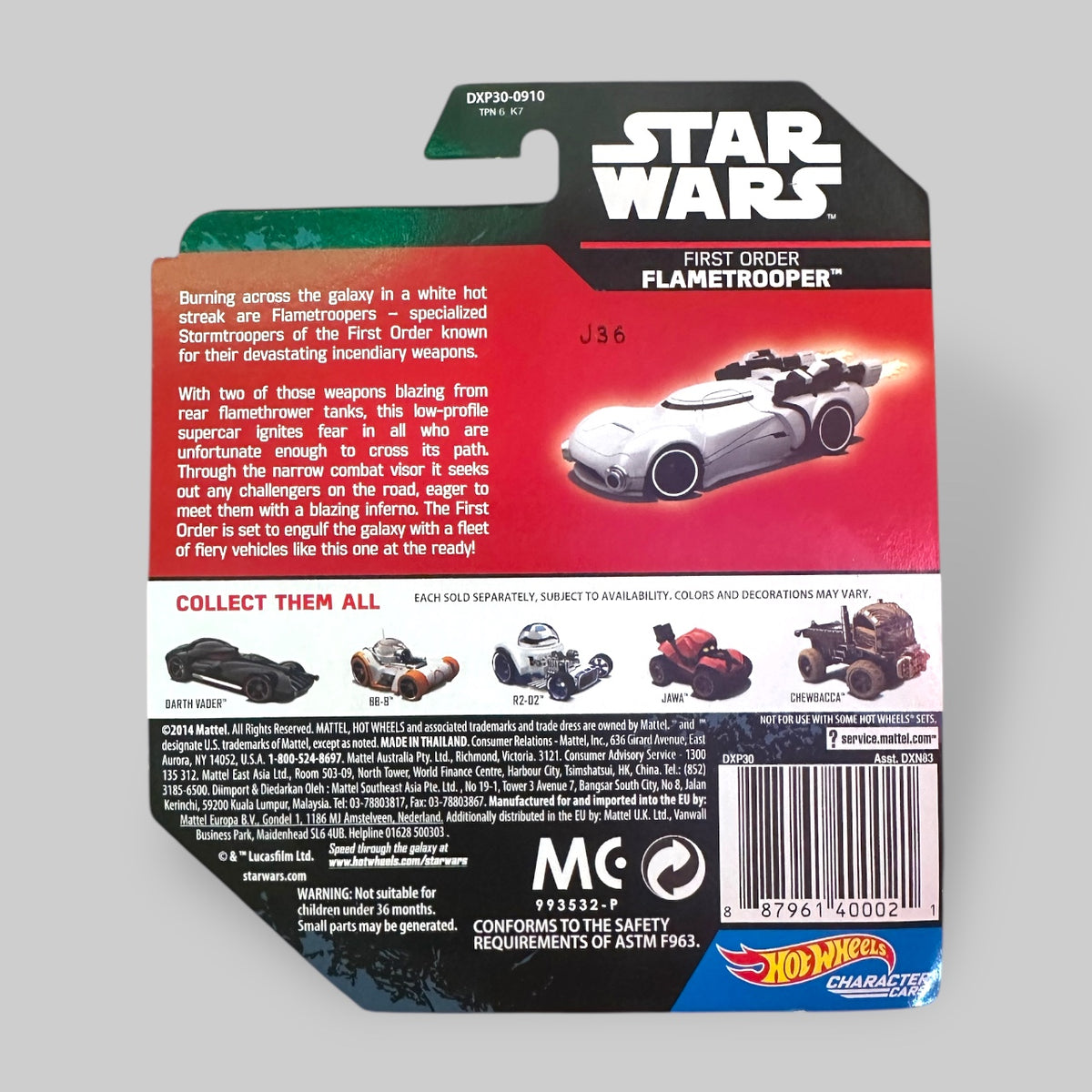 Hot Wheels Star Wars Character Car – First Order Flametrooper