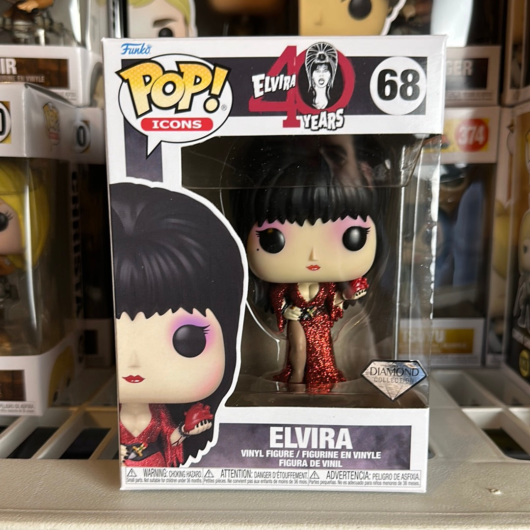 Funko Pop! Horror Icons Elvira 40th Anniversary Diamond Glitter Edition  Figure #68!