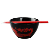 Disney Mulan Red Dragon 20 oz Ceramic Ramen Bowl with Chopsticks