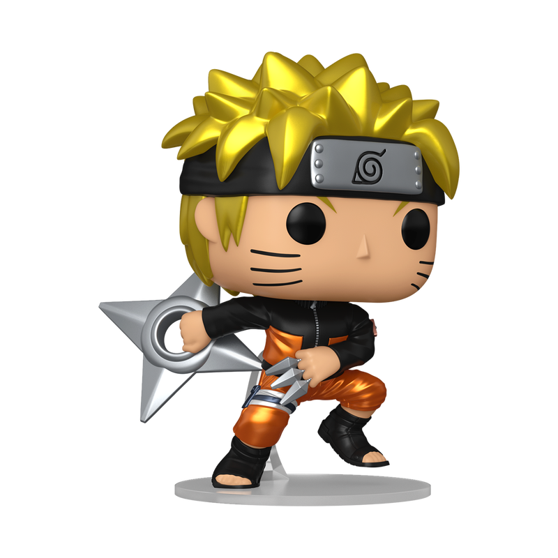 Funko POP! Anime Naruto Uzumaki with Kunai & Shuriken Metallic Chase #1843!