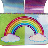 Loungefly Lisa Frank Holographic Glitter Color Block Crossbody Bag