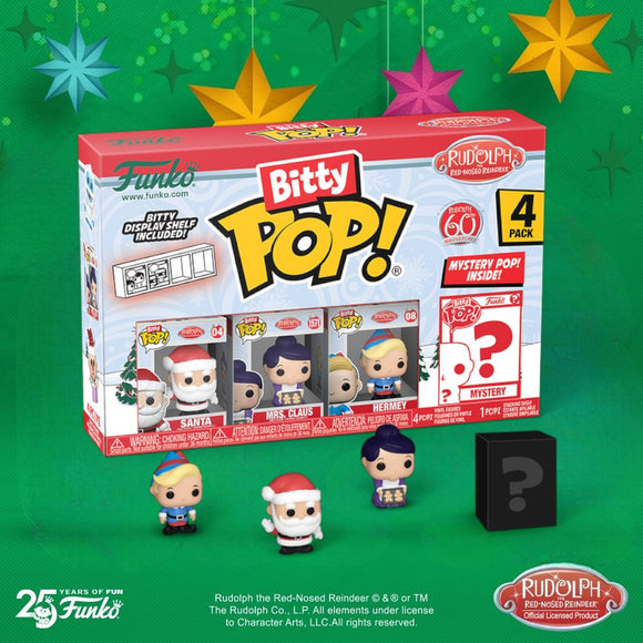 Funko Bitty Pop! Set Rudolph - Santa, Mrs. Claus, & Hermey with Mystery Pop!