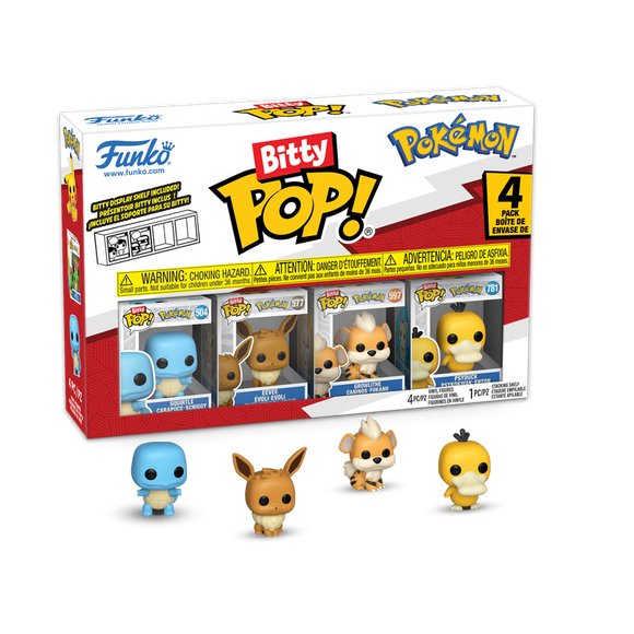 Funko Bitty Pop! Pokemon Squirtle, Eevee, Growlithe, & Psyduck!