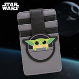 Star Wars Grogu Baby Yoda Smiling Hovering Pram Pod Leather Wallet ID Card Holder