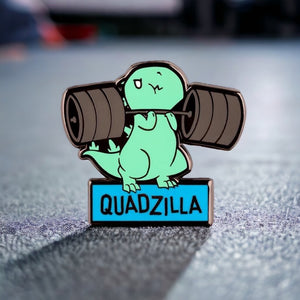 Quadzilla Dinosaur Exercise Enamel Pin