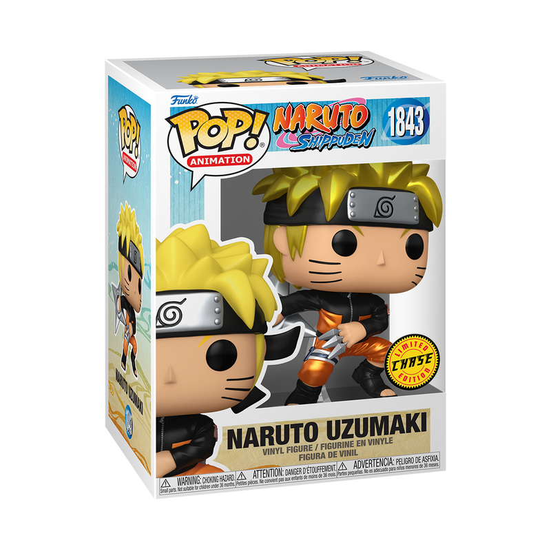 Funko POP! Anime Naruto Uzumaki with Kunai & Shuriken Metallic Chase #1843!