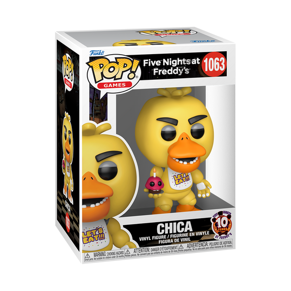 Funko POP! FNAF Five Nights At Freddy’s Chica with Cupcake 10th Anniversary Figure #1063!