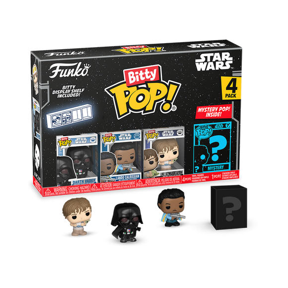 Funko Bitty Pop! Star Wars Empire Strikes Back Darth Vader, Lando Calrissian, Luke Skywalker & Yoda with Mystery Pop!