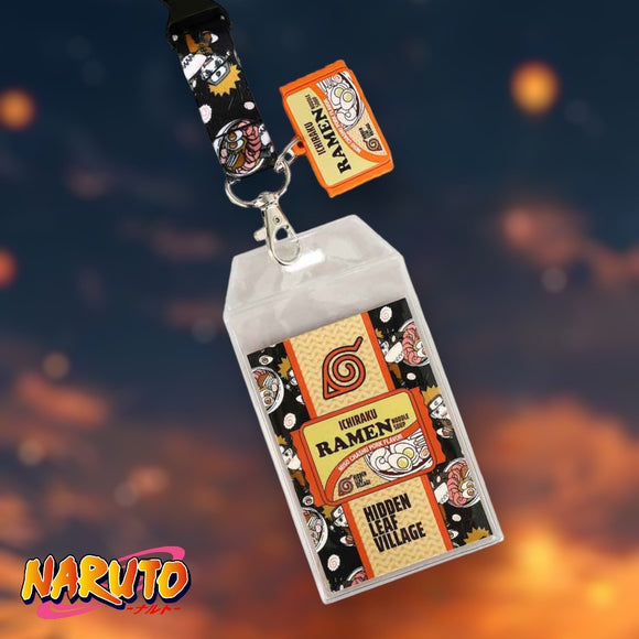 Naruto Hidden Leaf Village Lanyard Keychain ID Holder With Charm