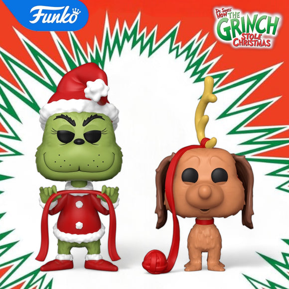 Funko Pop! Dr Seuss How the Grinch Stole Christmas Grinch & Max 2 Pack Figures!