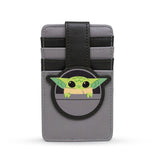 Star Wars Grogu Baby Yoda Smiling Hovering Pram Pod Leather Wallet ID Card Holder