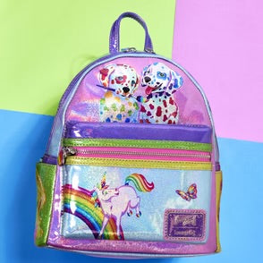 Loungefly Lisa Frank Holographic Glitter Color Block Backpack