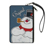 Frosty The Snowman Smiling Canvas Zipper ID Card Holder Wallet Keychain