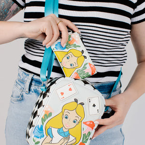 Disney Bag and Wallet Combo - Alice in Wonderland Cards Chesire Cat Clock