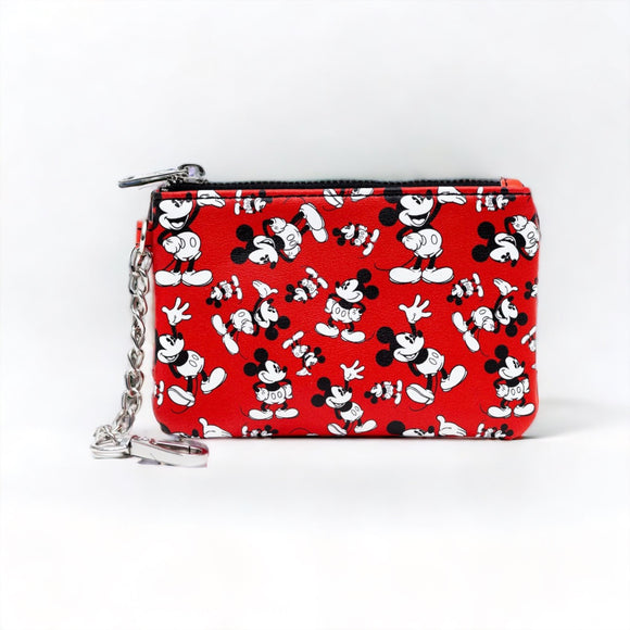 Disney Mickey Mouse Toss Print Red ID Card Holder Wallet