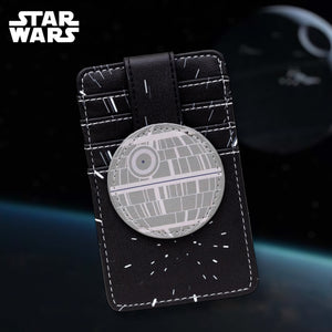 Star Wars Death Star with Galaxy Stars Vegan Leather Wallet ID Card Holder