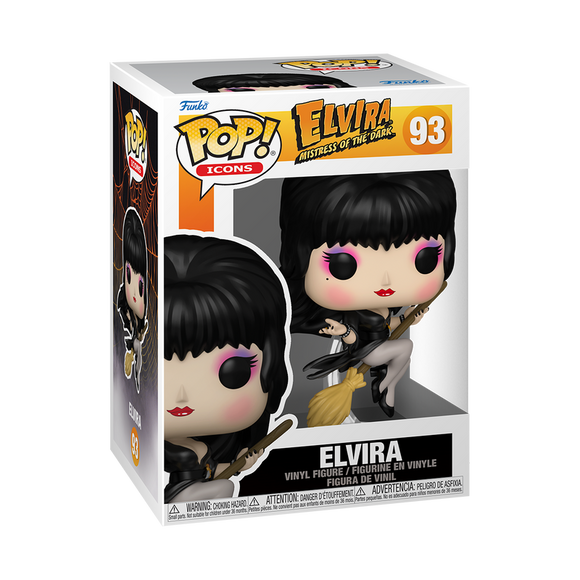 Funko POP! Horror Icons Elvira on Broom Figure #93!