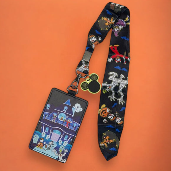 Loungefly Disney Mickey and Friends Halloween Lanyard with Card Holder