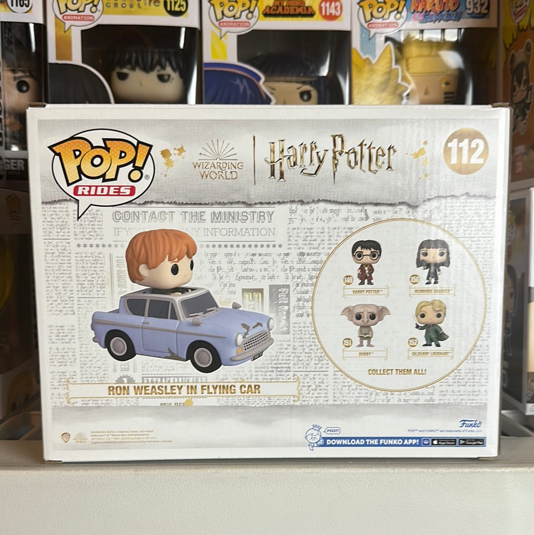 Funko POP! Rides Harry Potter - Ron Weasley in Flying Car Figure #112!