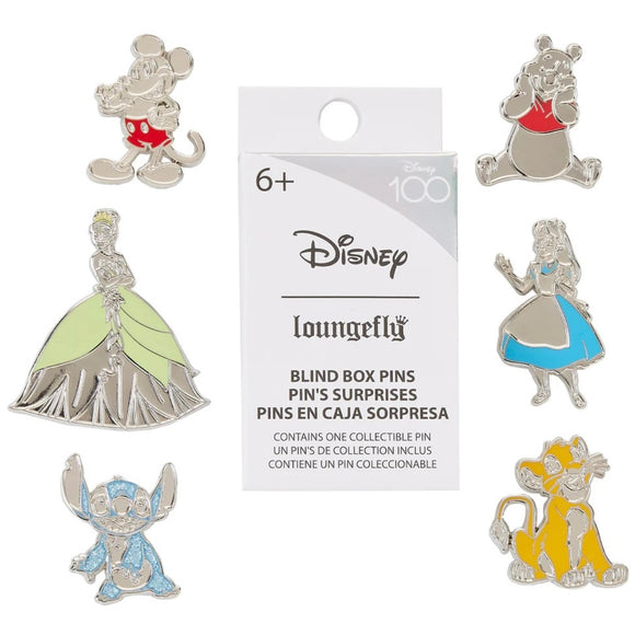 Loungefly Disney 100th Anniversary Platinum Character Blind Box Pins