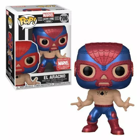 Funko Pop! Marvel Lucha Libre Metallic El Aracno Collector Corps Exclusive Figure #706!