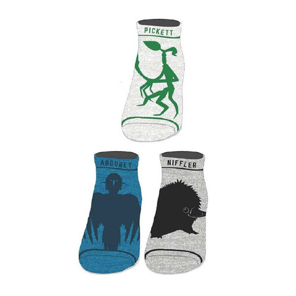 Fantastic Beasts 3 Pair Youth Ankle Socks - Fits Kids Shoe Size 10-4