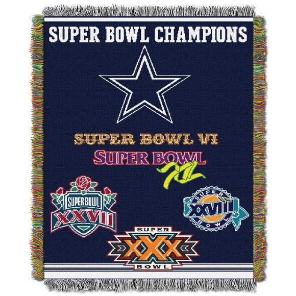 The Northwest Company 48” x 60” NFL Dallas Cowboys Super Bowl Commemorative Tapestry Throw Blanket