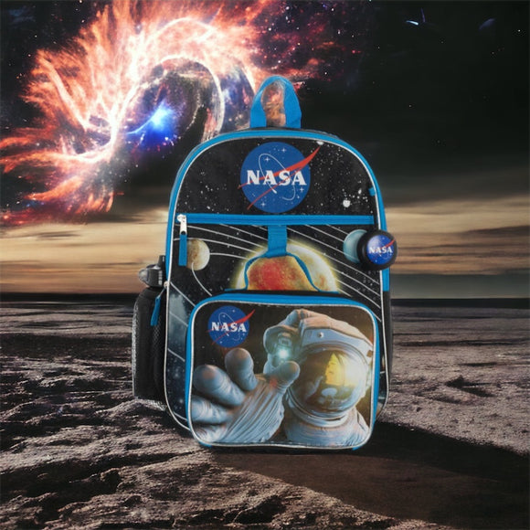 NASA 16” Backpack Bioworld 5 Piece Set Lunch Tote Gel Pack Bottle