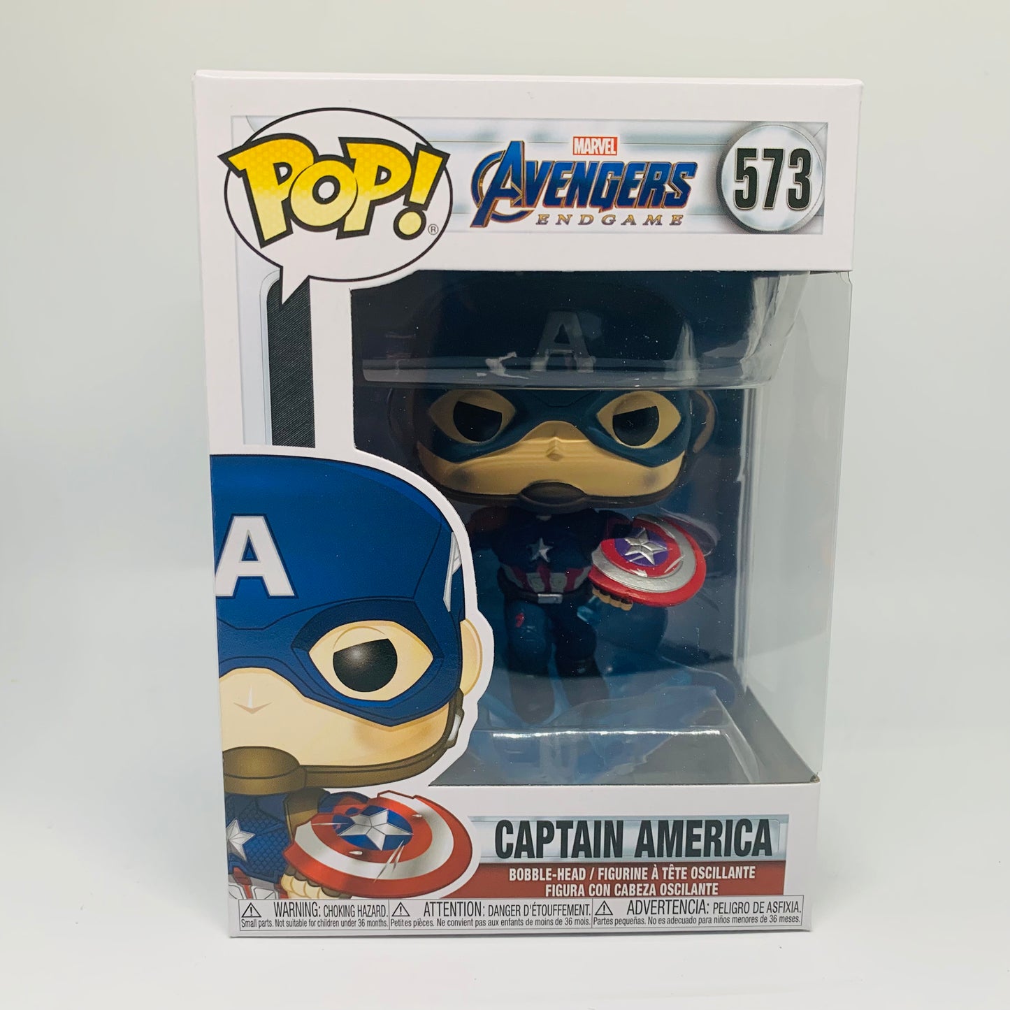 Funko Pop! Marvel Avengers Endgame Captain America w/ Broken Shield and Mjolnir Figure #573!