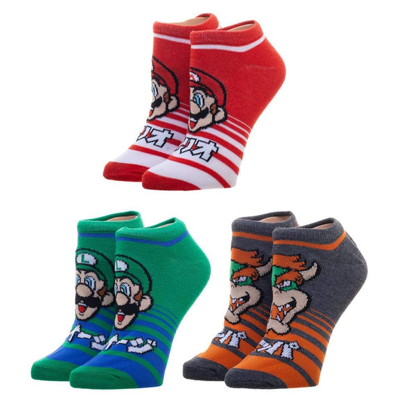 Nintendo Super Mario Bros Set of 3 Ankle Character Socks!