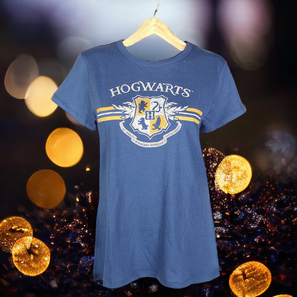 Harry Potter Hogwarts Crest Navy Tee Short Sleeve T-Shirt Juniors Size