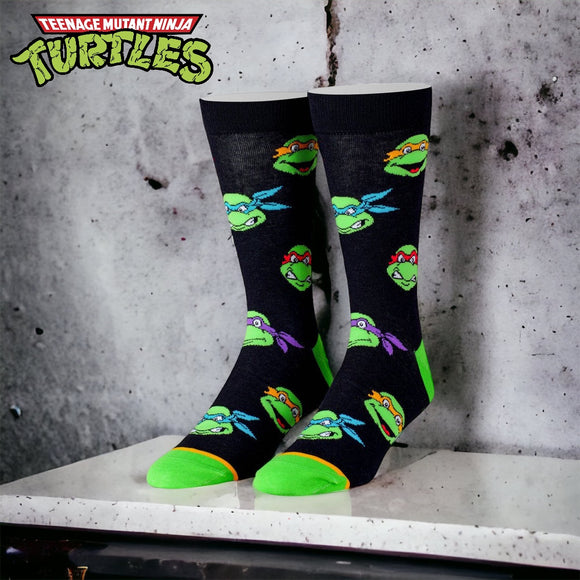 Odd Sox Unisex 8-12 Nickelodeon Retro Turtle Heads Cool Socks Novelty Crew Socks